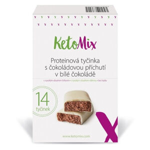 KETOMIX Proteinová tyčinka s čokoládovou příchutí v bílé čokoládě 14 kusů