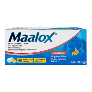 MAALOX Bez cukru citron  40 žvýkacích tablet