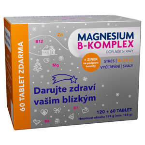 GLENMARK Magnesium B-komplex VÁNOCE 120 + 60 tablet ZDARMA, poškozený obal