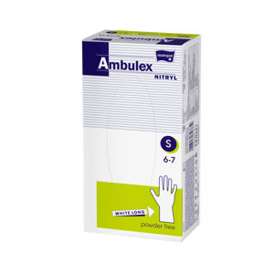 MATOPAT Ambulex Nitrylové rukavice nepudrované, prodloužené, bílé vel. S 100 ks