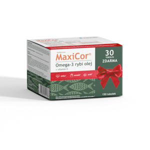 MAXICOR Omega 3 rybí olej + vitamín E 120 + 30 tobolek DÁRKOVÉ balení