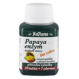 MEDPHARMA Papaya enzym cucavé pastilky bez cukru s příchutí broskve 37 tablet
