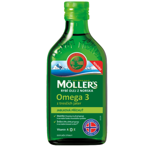MÖLLER´S Omega 3 rybí olej jablko 250 ml, poškozený obal
