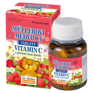 DR. MÜLLER Müllerovi medvídci s vitaminem C s příchutí lesní jahody 45 tablet, poškozený obal
