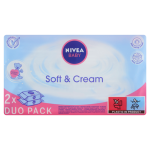 NIVEA Baby Soft&Cream duopack Čisticí ubrousky 2 x 63 ks