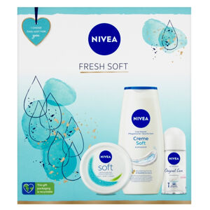 NIVEA Fresh Soft Krém 100 ml + Kuličkový antiperspirant 50 ml + sprchový gel 250 ml Dárková sada, poškozený obal