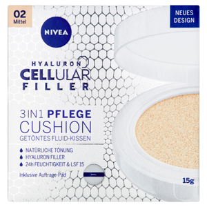 NIVEA Hyaluron Cellular Filler Cushion Pečující tónovací krém v houbičce odstín 02 (medium) 15 ml