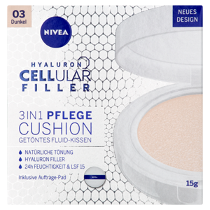 NIVEA Hyaluron Cellular Filler Cushion Pečující tónovací krém v houbičce odstín 03 (dark) 15 ml