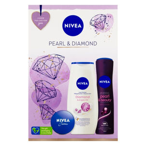 NIVEA Pearl & Diamond Dárková sada - Sprej antiperspirant 150 ml + Pečující sprchový gel Diamond 250 ml + Creme 30 ml