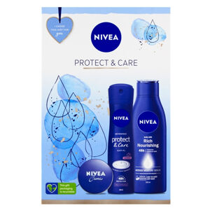 NIVEA Protect & CareTělové mléko 250 ml +  antiperspirant 150 ml + krém 30 ml Dárková sada, poškozený obal