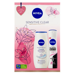 NIVEA Sensitive Clear Sprej antiperspirant 150 ml + Sprchový gel 250 ml Dárková sada, poškozený obal
