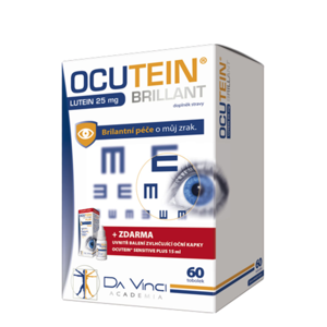 OCUTEIN DA VINCI ACADEMIA  Brillant Lutein 25 mg 60 tobolek + ZDARMA Zvlhčující oční kapky Ocutein Sensitive Plus 15 ml