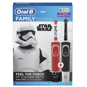 ORAL-B Family Pack Vitality D100 Cross Action Black + Vitality Kids D100 Star Wars rodinné balení zubních kartáčků