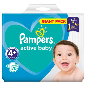 PAMPERS Active Baby Giant Pack S4+ vel.4+ Dětské pleny 10-15 kg  70 ks