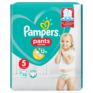PAMPERS Pants vel.5 Junior 12-18 kg Kalhotkové plenky 22 ks