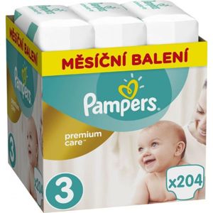 PAMPERS Premium care měsíční balení 3 MIDI 6-10 kg 204 kusů