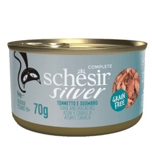 SCHESIR Senior Wholefood konzerva pro kočky tuňák a makrela 70 g