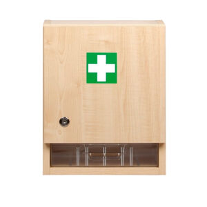 STOPAŘ Nástěnná lékárnička velká dřevěná prázdná 40 x 32 x 17