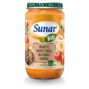 SUNAR Bio příkrm špagety hovězí maso boloňská omáčka 12m+ 235 g