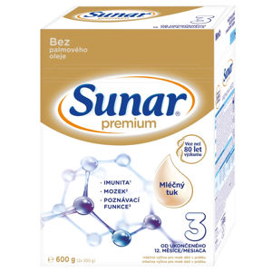 SUNAR Premium 3 Pokračovací batolecí mléko od 12. měsíců 600 g