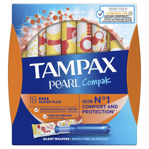 Tampax Compak Pearl Super Plus tampony s aplikátorem 18 ks