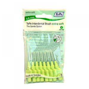 TEPE Mezizubní kartáčky Extra Soft zelené 0,8 mm v sáčku 8 ks