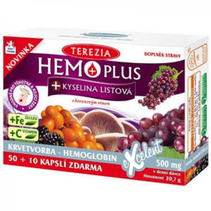 TEREZIA Hemo Plus + Kyselina listová 50+10 kapslí, poškozený obal