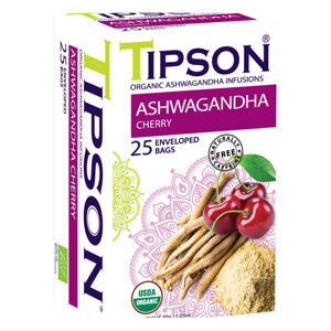 TIPSON Bylinný čaj s ashwagandhou a přírodním třešňovým aroma BIO 25 sáčků
