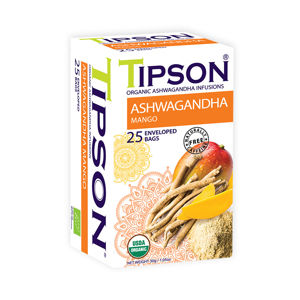 TIPSON Bylinný čaj s ashwagandhou a přírodním mangovým aroma BIO 25 sáčků