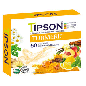 TIPSON Variace bylinných čajů s kurkumou a přírodním aroma BIO 60 sáčků, poškozený obal