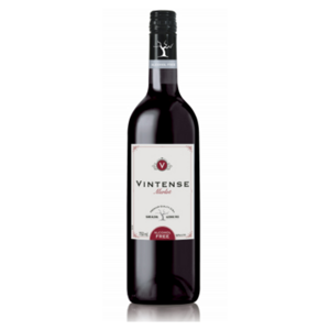 VINTENSE Odrůdové nealkoholické víno červené Merlot 750 ml, poškozený obal