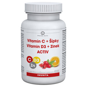 PHARMA ACTIV Vitamin C + šípky + vitamin D3 + zinek ACTIV 60 tablet