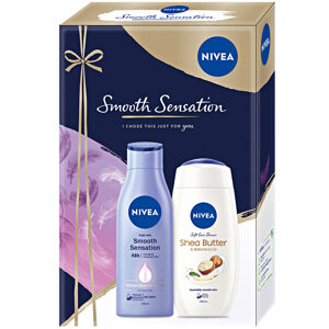 NIVEA Smooth Sensation Tělové mléko 250ml + Sprchový gel 250ml Dárkové balení, poškozený obal