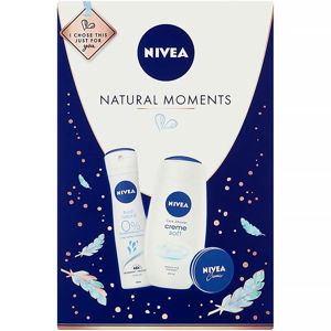 NIVEA Natural Moments Sprchový gel 250ml + deodorant 150ml + krém 30ml Dárková sada