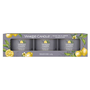 YANKEE CANDLE Votivní svíčka Black Tea & Lemon 3 x 37 g