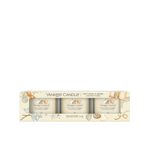 YANKEE CANDLE Votivní svíčka Soft Wool & Amber 3 x 37 g